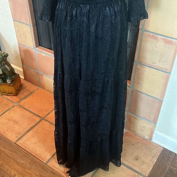 Baltic Born Black Lace Smocked Tiered Maxi Dress, size M/L - Picture 10 of 14